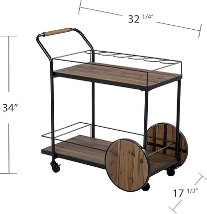 SEI Furniture Pemton Reclaimed Wood Bar Cart, Natural