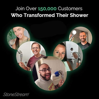 Original StoneStream EcoPower High Pressure Handhled Shower Head + Shower Filter + Wall Adapter Kit