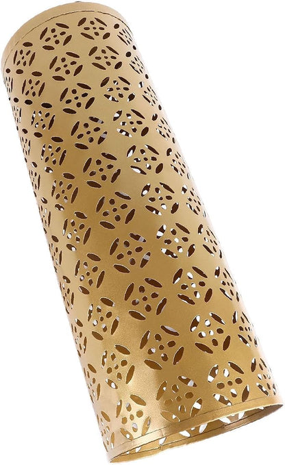Zerodis Large Round Hollow Design Metal Umbrella Holder, Stylish Gold Finish Steel Umbrella Stand for Entryway, Home Office, and Outdoor Use (M)