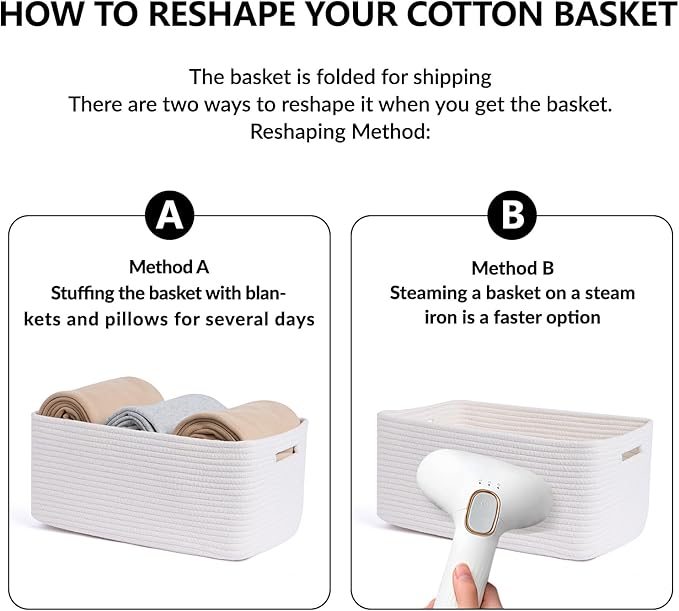 MiniArk Large Storage Baskets for Organizing, Closet Shelf Baskets for Clothes Blanket Towels, Baby Nursery, Toy Bins Box, Woven Rope Baskets, 17 x 13 x 7.5”, 4 Packs Off White
