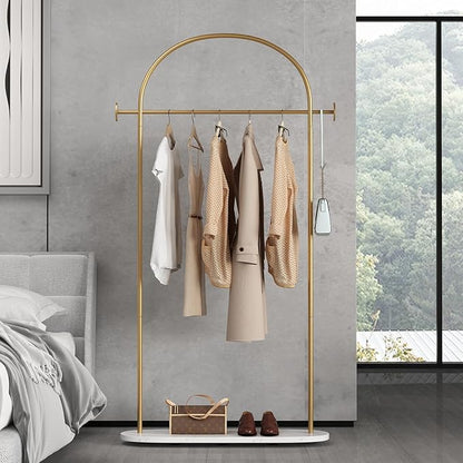 TIEOU Metal Gold Coat Rack, Freestanding Entryway Stand, Hat Coat Hanger, Small Clothing Rack, Modern