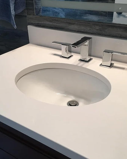 18 Inch Vessel Sink Oval Undermount Bathroom Sink Ceramic Vanity Sink with Overflow, White UB-11
