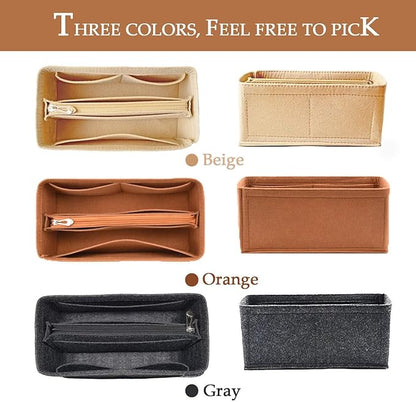 Purse Organizer Insert For Birkin 35 Bag, Felt Insert Organizer With Zipper, Large Capacity,Women’s Handbags Shaper (35,Beige)