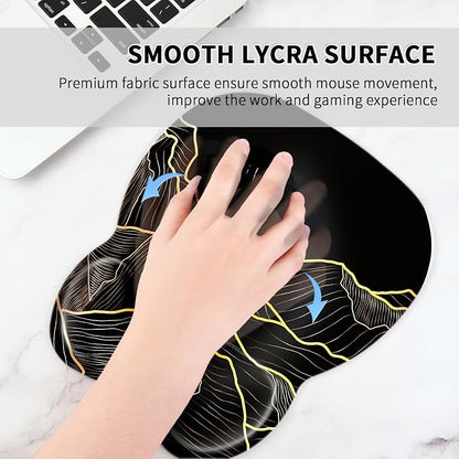 EooCoo Ergonomic Mouse Pad with Wrist Support, Mousepad with Memory Foam Wrist Rest and Non-Slip Base for Laptop, Cafe, Home & Office, 9.64 x 8.26 in Office Desk Accessories