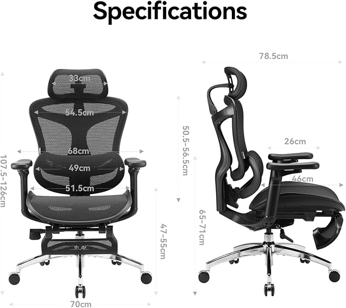 SIHOO Doro C300 Ergonomic Office Chair with Footrest, Ultra Soft 3D Armrests, Dynamic Lumbar Support for Home Office Chair, Adjustable Backrest Desk Chair, Swivel Big and Tall Computer Chair (Black)