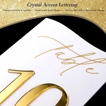 Gold Mirrored Acrylic Wedding Table Numbers Set, Self-Standing Modern Arched Signs for Reception Seating, Anniversary & Bridal Shower, Elegant Wedding Decor (5x7 Inches)