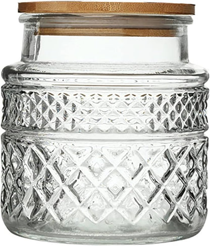 Prettidecor Glass Storage Jar, 38 FL OZ, Food Canisters with Bamboo Lid, Kitchen Containers Decorative Airtight Glass Jars For Cereal Nuts Snack Candy Cookies Coffee Tea