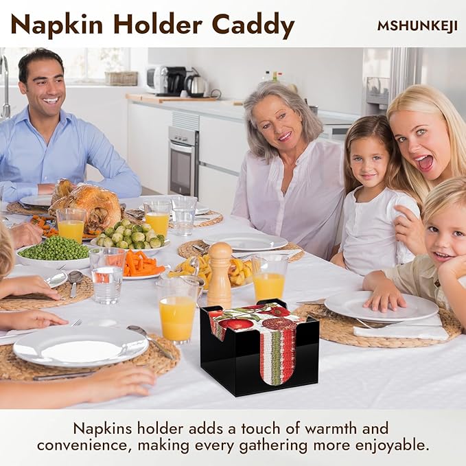 Acrylic Cocktail Napkin Holder Deep for 5 x 5 Inch Napkin Black Bar Napkin Holder Caddy Square Paper Napkin Holder Guest Towel Holder Napkin Dispenser for Coffee Bar Restaurant Home 5.7x5.7x4.1 Inch