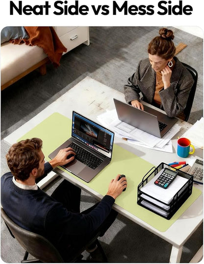 YSAGi Leather Desk Pad Protector, Office Desk Mat, Large Mouse Pad, Non-Slip PU Leather Desk Blotter, Laptop Desk Pad, Waterproof Desk Writing Pad for Office and Home (Peak Green, 23.6" x 13.8")