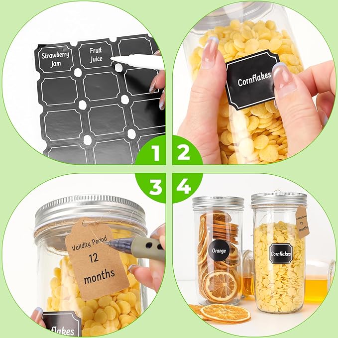 CycleMore 24oz 12 Pack Mason Glass Jars with Silver Separable Lids, Wide Mouth Canning Jars, Glass Pickle Canning Jars for Jelly, Jam, Honey, Wedding Favors, Spices and Herbs
