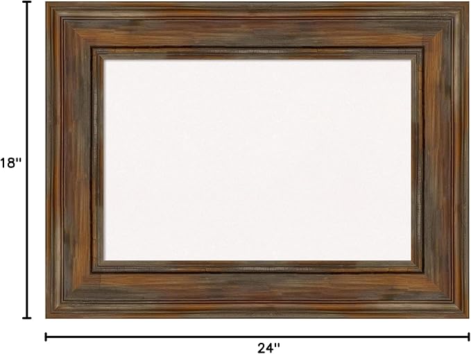 Amanti Art White Cork Board for Wall, 18x24 Vision Board with Brown Wood Frame, Small Corkboard Office Decor for Home Organization, Country Rustic Corkboard Pinboard to Display Items for Home