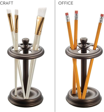iDesign Metal Toothbrush Holder - Bathroom Cup for Bathroom Organization, The York Collection - 3.25" x 3.25" x 5.75", Bronze