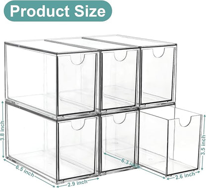 6 Tea Bag Organizer and Storage, Acrylic Tea Bag Holder Organizer, Plastic Tea Drawer Container for Cabinet