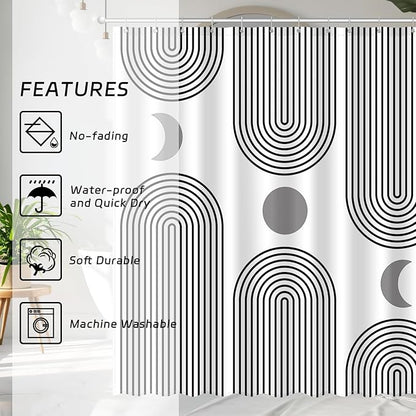 Boho Shower Curtains for Bathroom Mid Century Minimalist Abstract Aesthetic Modern Bathroom Decor Curtain Machine Washable Waterproof Fabric with 12 Hooks 72" W x 72" L