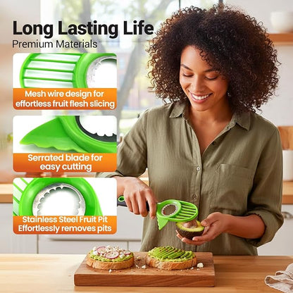 3 in1 Avocado Tool Split, Pit, and Slice, Avocado 3 Piece Set, Includes Avocado Slicer, Cutter and Airtight Storage Container,Kitchen Gadget (6 piece set)