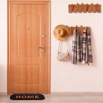 Youyole Mid Century Modern Wooden Coat Hooks Wall Mounted Folding Coat Rack Hanger with Hooks Heavy Duty Flip Down Piano Hat Rack for Hanging Coats Hats Home (17.7 x 5.3'',Wood Color,2 Pcs)
