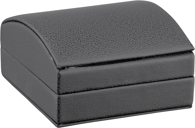 Luxury Dome-Shape Leather T-Style Earring Case for Women & Girls Gift Box Ideal for Hanging Earrings & Hoops Cream Ribbed Outer Box & Matching Bow Ribbon