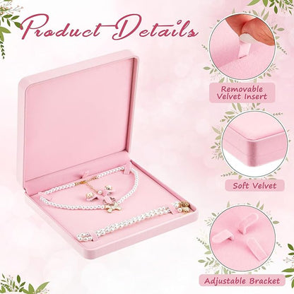Yinkin 6 Pcs Velvet Jewelry Set Box Jewelry Display Case Earring Ring Bracelet Necklace Gift Box Pearl Necklace Storage Case for Mother's Day Wedding Travel Anniversary(Pink)