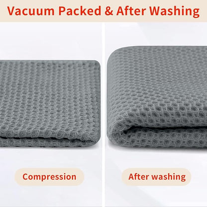 Homaxy 100% Cotton Waffle Weave Kitchen Dish Cloths, Ultra Soft Absorbent Quick Drying Dish Towels, 12 x 12 Inches, 24-Pack, Grey