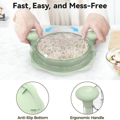 Ukeetap 10" Pro Chicken Shredder Tool Twist Large for Kitchen, BPA-Free Food-Safe Meat Grinder, Visible Chicken Breast Meat Shredder with Strong Anti-Slip Bottom & Ergonomic Handle, Green