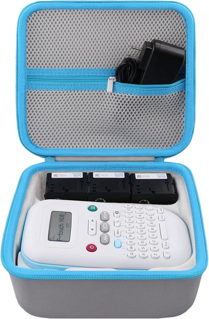 Label Printer Case Compatible with Brother P-Touch PT-N10 Personal Handheld Label Maker(Gray Case,Blue Zipper)