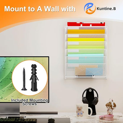 Kuntine.B Wall File Organizer (White, 7 Tier 2 Pack)