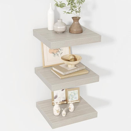Acovy 12 Inch Floating Shelves, 12" Deep Floating Shelf Wall Mounted, 12" Wall Shelves, Rustic Deep Bookshelf, Extra Deeper Display Shelves & Storage Shelves for Bedroom, Living Room, Set of 3