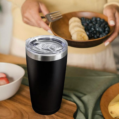 YOUKE OLA 20 Pack Stainless Steel Tumbler Bulk Insulated Vacuum Travel Mug with Straws Powder Coated Coffee Mug Gift for Laser Engrave, 20oz Black