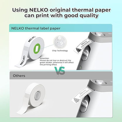 Nelko Label Maker Machine with Tape, P21 Bluetooth Label Printer, Wireless Mini Label Makers with Multiple Templates for School Office Home, White