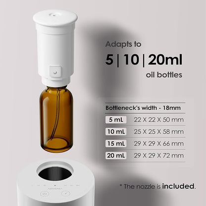 Airversa Waterless Diffuser for Essential Oil, Car Diffsuer, Battery Operated Nebulizer, 0.7 Fl Oz/ 20mL, Mini Scent Air Machine, 3 Timers & 3 Mist Levels for Home, Room, Car, Office - AN6 White