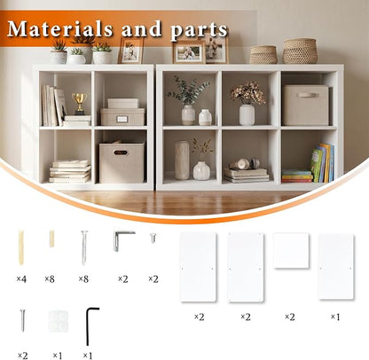 WannabeMyself【2026 Wooden Thick Frame】 4 Cube Storage Organizer with Anti-Tipping Kits, Reversible Open Back Book Shelf,Bookcase for Living Room,Bedroom,Entrance Hall,Office,11.6×24.6×24.7,White