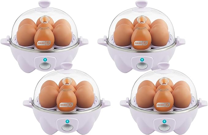 Dash Rapid Egg Cooker - Boiler,Poacher & Steamer - Includes Measuring & Recipe Guide - Dishwasher Safe - BPA Free - Holds 7 Eggs,Lavender,(Pack of 4)