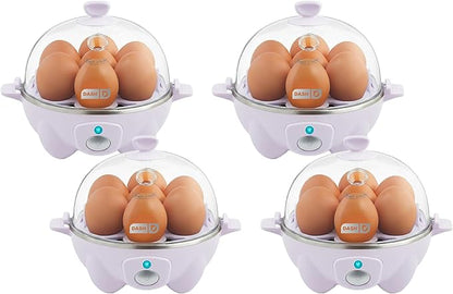 Dash Rapid Egg Cooker - Boiler,Poacher & Steamer - Includes Measuring & Recipe Guide - Dishwasher Safe - BPA Free - Holds 7 Eggs,Lavender,(Pack of 4)