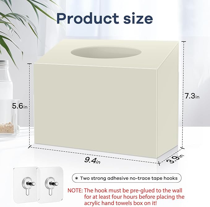 Acrylic Hand Towel Box Cover Compatible with Kleenex Disposable Hand Towels Wall-Mounted Paper Towel Dispenser Suitable for Tabletop, Bathroom, Car, and Office Use Valentine's Day Gifts (Beige)