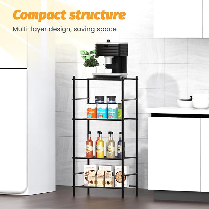 Abiglifty Storage Shelves, 4-Tier Wire Shelving, Metal Shelving with Adjustable Leveling Feet, Garage Storage for Bathroom, Closet, Kitchen