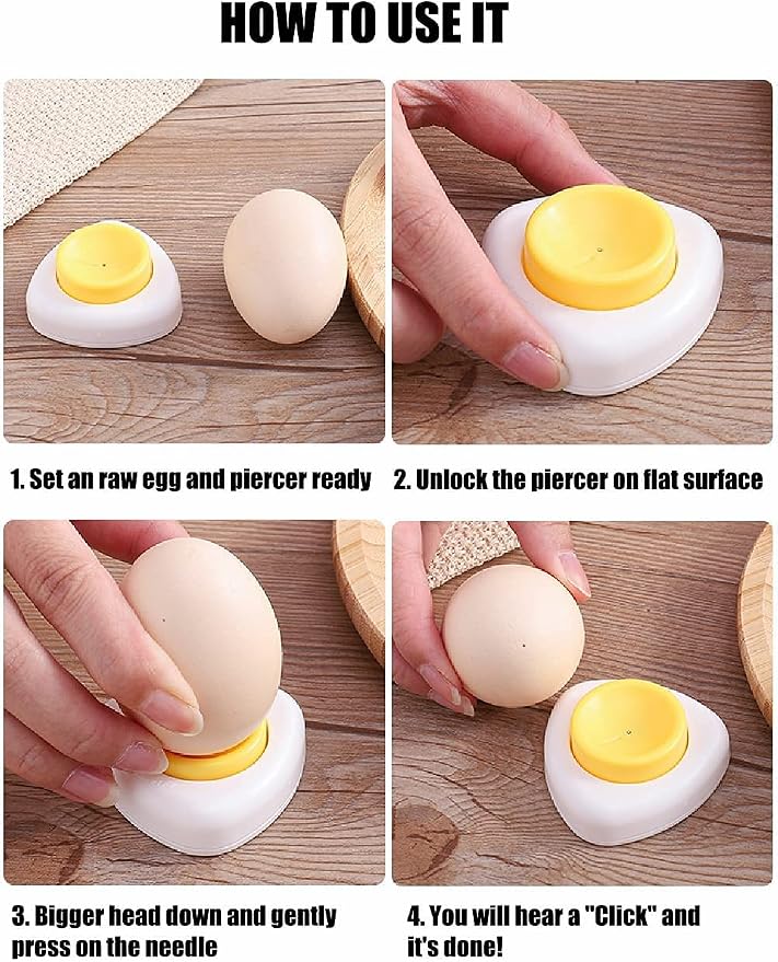Egg Piercer for Raw Eggs - 2 Pack, with Magnetic Base and Safety Lock, Hard Boiled Egg Peeler, Egg Pricker to Get a Good Hard Boiled Egg, Easy Egg Peeler Kitchen Gadget