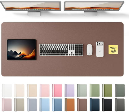 YSAGi Leather Desk Protector, Office Mat, Large Mouse Mat, Non-Slip PU Leather Blotter, Laptop Desk, Waterproof Writing Pad for Office and Home (Chocolate, 47" x 17")