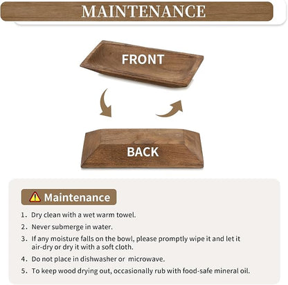 Hanobe Decorative Wooden Dough Bowl: Wood Bowl Decor for Entry Table Decor Coffee Table DecorDining Room Kitchen Decor, Brown