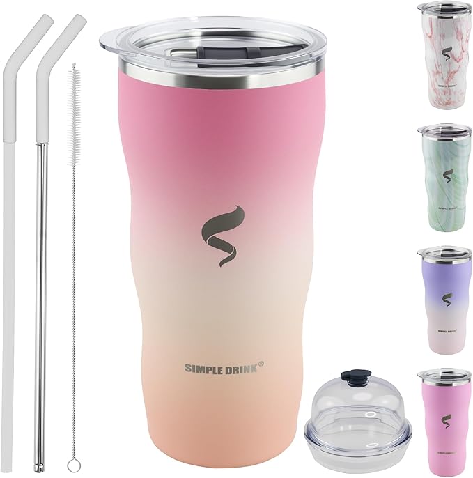 20Oz Insulated Tumbler With Straw And Lid,Stainless Steel Coffee Cup, Double Wall Vacuum Travel Mug,Spill proof Iced Coffee Tumbler, Mom tumbler, Pink Mesa Sunset