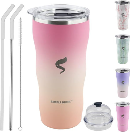 20Oz Insulated Tumbler With Straw And Lid,Stainless Steel Coffee Cup, Double Wall Vacuum Travel Mug,Spill proof Iced Coffee Tumbler, Mom tumbler, Pink Mesa Sunset
