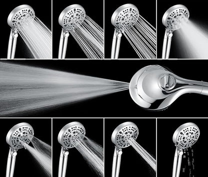 INAVAMZ 2-in-1 Shower Heads with Handheld 2.5GPM: 10” Rain Shower Head & Hand Held Shower Head, 9 Spray Settings Detachable Shower Head with ON/OFF Switch and 15-Stage Filter