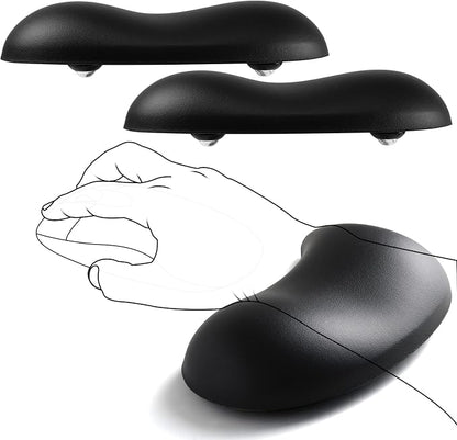 JIKIOU Ergonomic Gliding Palm Rests, Gel Mouse Wrist with Leather Surface, Sliding Wrist Pad with 4 Smooth Scroll Wheel, Fast Mouse Wrist Glider Designed for Office Computer Home Gaming, 2 Pack Black