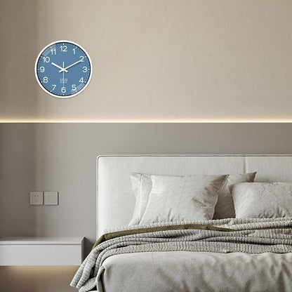 XNM Blue Minimalist Wall Clocks Battery Operated 8 Inch Classic Analog Clock for Living Room Office Bedroom Decor Modern Small Wall Clock Silent Non Ticking