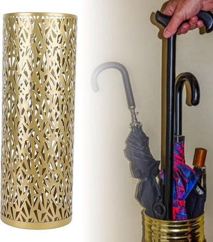 Umbrella Stand Rack for Entryway Metal Hollowed Freestanding Round Umbrella Holder Organizer Bin for Home Hotel Office Decor (Small)