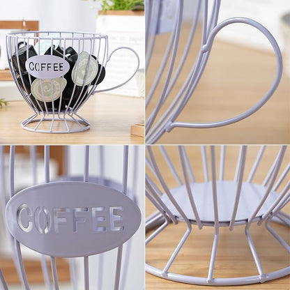 H&W 2PCS Coffee Pod Holder & Capsule Basket, Metal Coffee Bar Organizer for Kitchen Dinning Room Office Home Cafe Hotel (Purple)
