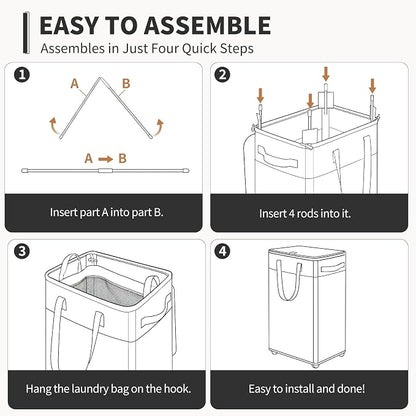 Goodpick Black Laundry Basket with Wheels and Lid, 75L Rolling Laundry Hamper for Dorm Bathroom, Large Tall Dirty Clothes Hamper with Removable Wash Bag, 16.5" x 12.5" x 27.5"