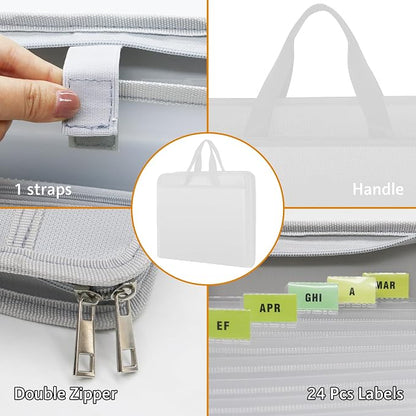 onvvippiv File Organizer Fireproof Expanding Accordion File Folder with Zipper Labels13 Pockets Document Organizer Holder Storage Box Bag for Business Office Receipt Home Travel