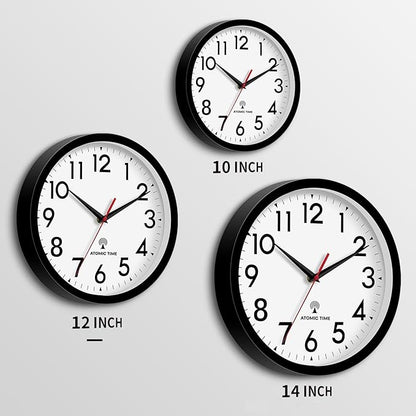 DAXSMY Atomic Wall Clock Analog 14 Inch Battery Operated Modern Decorative for Living Room Kitchen Office Bedroom Bathroom(Black)