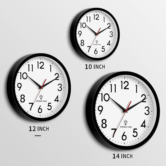 DAXSMY Atomic Wall Clock Analog 14 Inch Battery Operated Modern Decorative for Living Room Kitchen Office Bedroom Bathroom(Black)