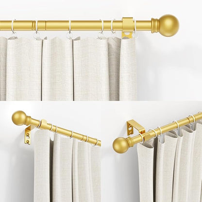 Thestoa Gold Curtain Rods for Windows 30-62 Inch, 5/8" Stainless Steel Small Curtain Rod for Bedroom, Living Room,Kitchen,Farmhouse